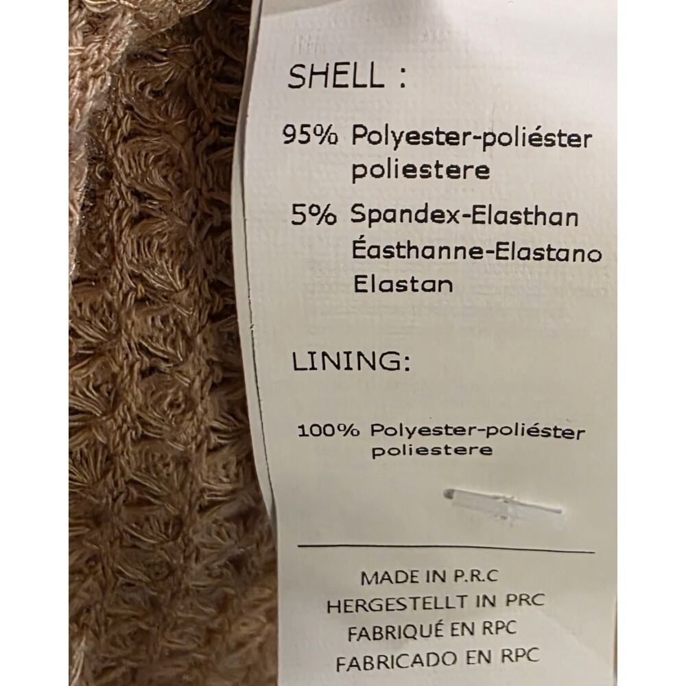 NWT L‎ Cupshe Tan Waffle-Knit Dress w/Shoulder Tie, Cap Sleeve & Skirt-Lining - Picture 10 of 11
